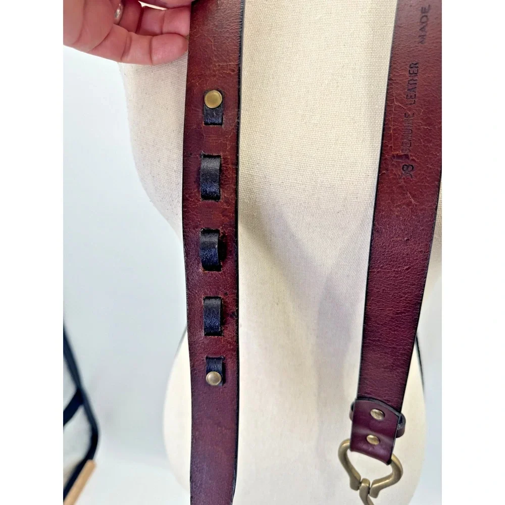 Vintage Orvis Cognac Full Grain Leather Equestrian Hoof Pick Belt 38 Brass USA